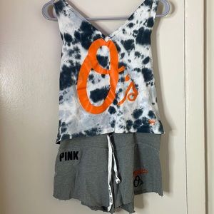 PINK Baltimore Orioles Night Set - Grey shorts, Size S - Tie dye top, Size XS